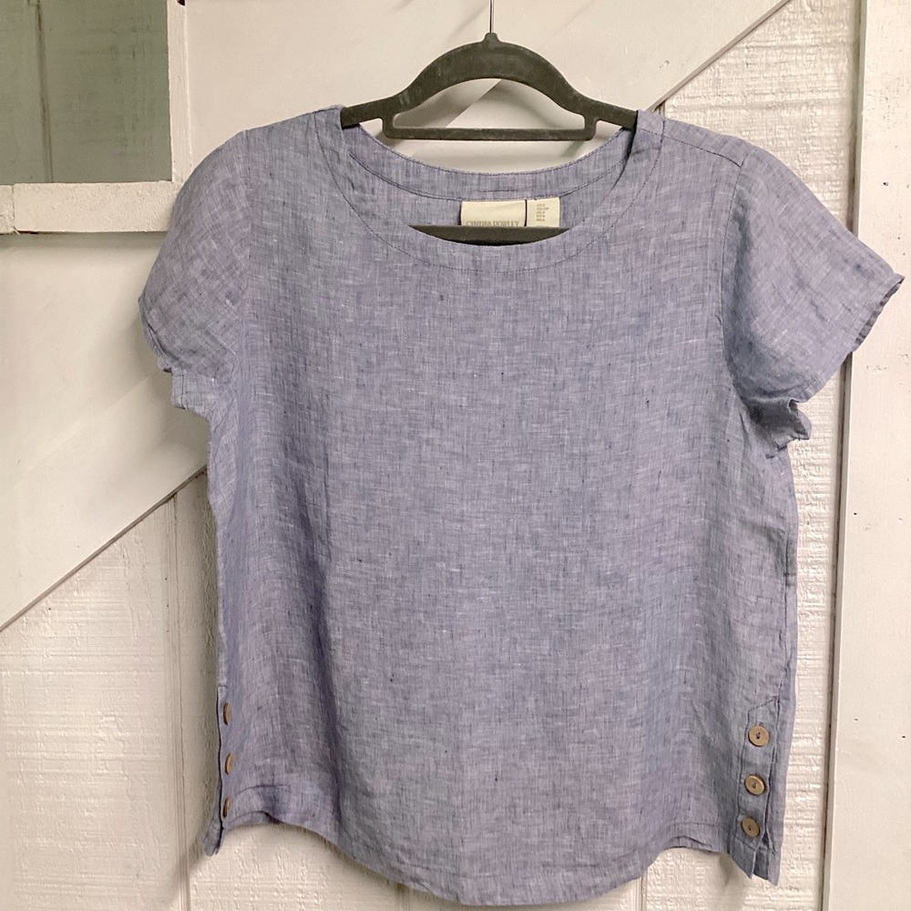 Cynthia Rowley 100% Linen Short Sleeve Top
